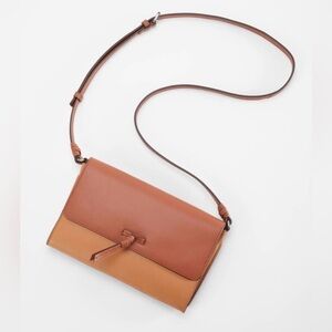 J. Jill Tan/Brown Color block leather  Crossbody Bag